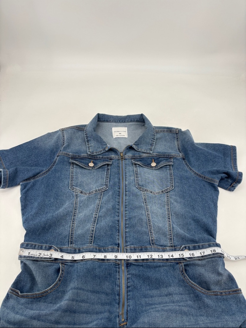 Celebrity Pink Retro 70s Zippered Boiler Suit Denim Overalls Jumpsuit - Picture 11 of 15